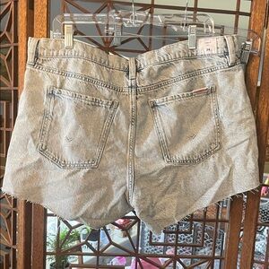Hudson Jeans Light Gray High-Rise Denim Shorts